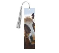 Animal Pony Horse Wooden Bookmarks 5 Pcs,Handmade Double-Sided Printed Book Marks Page Markers with Gray Tassels Book Accessories Gift for Book Lovers Women Men