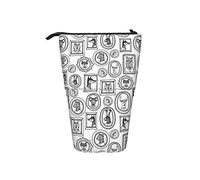 Animal Portraits Black White Telescopic Pencil Case Stand-Up Organizer Cosmetics Pouch Makeup Bag Stationery Pen Case