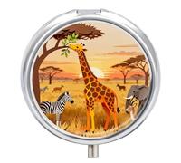 Animal Portraits Round Pill Box Cute Small Fish Oil Cases Portable 3 Compartment Pill Boxes Round Pill Case with Mirror for Vitamins Medication Supplements Gift