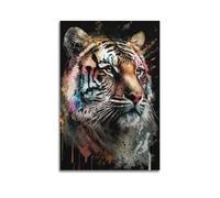 Animal Poster A Calm Tiger in The Black Night Decorative Painting Canvas Wall Posters And Modern Family Bedroom Decor 20x30inch(50x75cm)