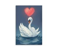 Animal Poster A Graceful Swan Forming A Heart Poster Wall Art Canvas Aesthetic Cover Painting for Living Room Bed Room 24x36inch(60x90cm) Unframe-style