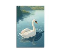 Animal Poster A Graceful Swan Gliding Across A Lake Poster Wall Art Canvas Aesthetic Cover Painting for Living Room Bed Room 08x12inch(20x30cm) Unframe-style