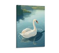 Animal Poster A Graceful Swan Gliding Across A Lake Poster Wall Art Canvas Aesthetic Cover Painting for Living Room Bed Room 08x12inch(20x30cm) Frame-style