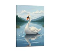 Animal Poster A Graceful Swan on A Lake Poster Wall Art Canvas Aesthetic Cover Painting for Living Room Bed Room 24x36inch(60x90cm) Frame-style