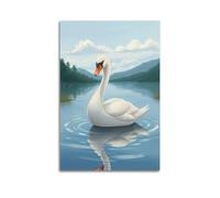 Animal Poster A Graceful Swan on A Lake Poster Wall Art Canvas Aesthetic Cover Painting for Living Room Bed Room 24x36inch(60x90cm) Unframe-style