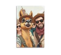 Animal Poster A Quokka Taking A Smiling Selfie with Tourists Poster Wall Art Canvas Aesthetic Cover Painting for Living Room Bed Room 20x30inch(50x75cm) Unframe-style