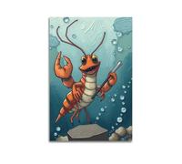 Animal Poster A Shrimp Conducting An Ocean Orchestra Poster Wall Art Canvas Aesthetic Cover Painting for Living Room Bed Room 08x12inch(20x30cm) Unframe-style