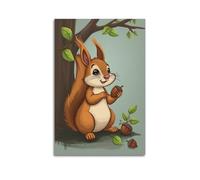 Animal Poster A Squirrel Investing in Acorn Stocks Poster Wall Art Canvas Aesthetic Cover Painting for Living Room Bed Room 24x36inch(60x90cm) Unframe-style