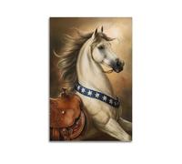Animal Poster Arabian Horse Vintage Western Style Elegant Equestrian Design Decorative Canvas Family Bedroom Artwork Picture Painting 16x24inch(40x60cm)