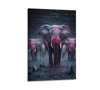 Animal Poster Elephant Cyber Neon Futuristic Glowing Digital Art Decorative Canvas Family Bedroom Artwork Picture Painting 12x18inch(30x45cm)