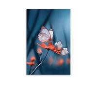 Animal Poster, Featuring A Close Up of Two Butterflies Eating on Orange Flowers Modern Artistic Wall Mural Hanging Decor Poster08x12inch(20x30cm)