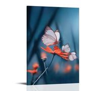 Animal Poster, Featuring A Close Up of Two Butterflies Eating on Orange Flowers Modern Artistic Wall Mural Hanging Decor Poster08x12inch(20x30cm)