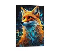 Animal Poster Foxes Looking Into The Distance Artwork Decorative Painting Canvas Art Picture 08x12inch(20x30cm)