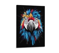 Animal Poster Parrot with Feathers Standing on End in The Dark Decorative Painting Canvas Wall Posters And Modern Family Bedroom Decor 24x36inch(60x90cm)