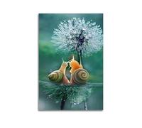 Animal Poster Snails Dandelion Macro Photo Poster Wall Art Canvas Aesthetic Cover Painting for Living Room Bed Room 12x18inch(30x45cm) Unframe-style