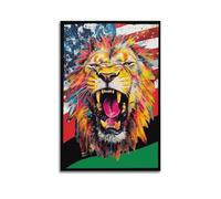 Animal Poster Street Art Colorful Lion US Flag Poster Wall Art Canvas Aesthetic Cover Painting for Living Room Bed Room 08x12inch(20x30cm) Unframe-style