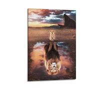 Animal Poster The Tranquil Reflection of A Fluffy Kitten Poster Decorative Painting Canvas Wall Posters And Art Picture Print Modern Family Bedroom Decor Posters 12x18inch(30x45cm)
