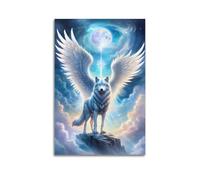 Animal Poster The Winged Wolf Poster Decorative Painting Canvas Wall Posters And Art Picture Print Modern Family Bedroom Decor Posters 20x30inch(50x75cm)