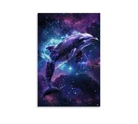 Animal Posters Featuring Two Dolphins Floating in The Cosmic Sky in A Surreal Photo Wall Art Decorative Painting Mural Modern Decoration Hanging Art Poster 12x18inch(30x45cm)