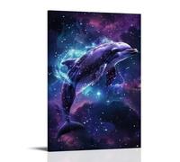 Animal Posters Featuring Two Dolphins Floating in The Cosmic Sky in A Surreal Photo Wall Art Decorative Painting Mural Modern Decoration Hanging Art Poster 12x18inch(30x45cm)