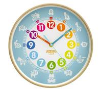 Animal Preschool Clock - Time Teacher 10 Inch Educational Silent Wall Clock with Wood Look Frame - Easy to Read Dial for Teacher's Classrooms, Preschooler's Bedroom & Children Playroom