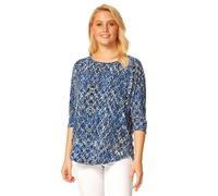 Roman Originals Womens Animal Print 3/4 Sleeve Top - Ladies Smart Casual Office Work Jumper Soft Everyday Blouse Lounge Oversized Stretch Jersey Shirt Comfy Pullover Top - Royal Blue - Size 10