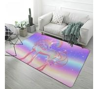 Animal Print 3D Area Rug Flannel Non-slip, Home Decor Lion Butterfly Undersea World Pattern Carpet for Living Room Bedroom Kids Room Playroom, Washable Bath Mat, 100x150 cm, Unicorn