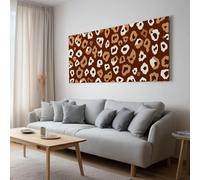Animal Print Beige Brown Leopard Print Wooden Framed Canvas Wall Art Decor 140 x 70 cm, Contemporary Large Painting On Canvas Poster Wall Artworks for Studio, Bedroom, Living Room