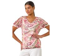 Animal Print Burnout Blouson Top Roman Red 18
