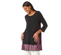 Animal Print Contrast Mesh Hem Stretch Top Roman Wine 10