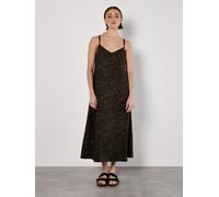 Animal Print Crepe Maxi Slip Dress Apricot Khaki 16