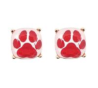Animal Print Cushion Cut Stud Earrings - Tiger, Lion, Leopard, Zebra, Dalmatian, Paws, For Women, Base Metal, No Gemstone