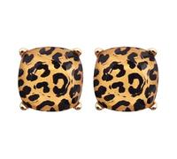 Animal Print Cushion Cut Stud Earrings - Tiger, Lion, Leopard, Zebra, Dalmatian, Paws, For Women, Base Metal, No Gemstone