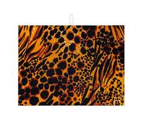 Animal Print Dish Drying Mats For Kitchen Counter, Bold Leopard Absorbent Dish Drainer Rack Mat, Exotic Microfiber Drying Pad For Kitchen Counter Coffee Bar Protector 18x24 Inch