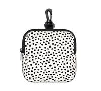 Animal Print Dots Black and White Dalmatian, Coin Purse Square Zipper Storage Bag, Change Pouch with Lobster Buckle Clasp Buckle, Change Purse