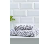 'Animal Print' Heavyweight 100% Cotton Jacquard Towel Fusion Grey Bath Sheet