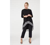 Izabel London Animal Print High Low Jersey Top Round Neck, Long Sleeves and Longline fit. Black