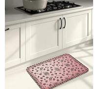 Animal Print Kitchen Mats for Floor, Peach Leopard and Striped Horse Pattern Soft Mats, Stylish Cushioned Comfort Washable Decor Rugs for Kitchen Sinks Laundryroom Bathroom 16x24 Inch