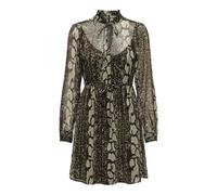 Animal Print Mini Dress with Tie Neck Snake Print