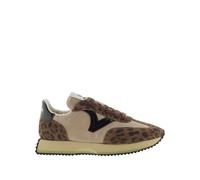 Animal print nylon and split leather sneakers for women Victoria Cosmos Marron 37
