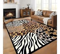 Animal Print Patchwork Rug 60x90cm Retro Short-Pile Animal Print Mixed Rug, Soft Flannel Material, Non-Slip Rugs, Suitable for Living Room, Entrance, Bedroom, Machine Washable, Home Decorr Rugs