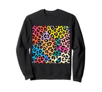 Animal Print Pattern Women Girls, Colorful Leopard Print Sweatshirt