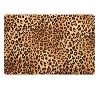 Animal Print Pet Mat for Food and Water, Wild Animal Leopard Skin Pattern Wildlife Nature Inspired Modern Illustration, Non-Slip Mat for Dogs and Cats, Brown_16" x 24"
