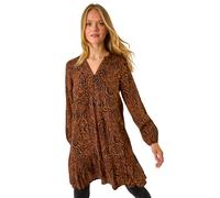 Animal Print Pintuck Smock Dress Roman Orange 20