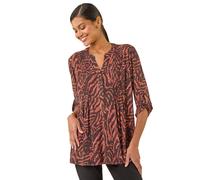 Animal Print Pintuck Stretch Shirt Roman Orange 20