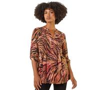 Animal Print Pintuck Top Roman Burgundy 12