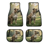 Animal Print Pit Bull Car Floor Mats Set of 4, Soft Car Carpet with Non-Slip Backing, Decorative Front Rear Carpet Universal Fit for Most Cars, Trucks, SUVs and Vans