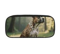 Animal Print Pit Bull Pencil Case Waterproof Leather Pencil Pouch Multi-purpose Aesthetic Makeup Bag Cute Pen Bag Large Cosmetic Bag for Office Stationery, Travel