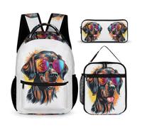 Animal Print School Backpack 3 Piece Set for Kids Age 11, Puppy Print Book Pack 3 Piece Set Year 5 for Young Learners Weekend Adventures Sports Practice and Family Travel