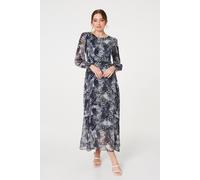 Animal Print Semi Sheer Maxi Dress Izabel London Blue 14